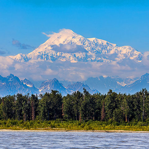 View of Denali from the Town of Talkeetna. Which is 2-3 hours drive north of Anchorage.