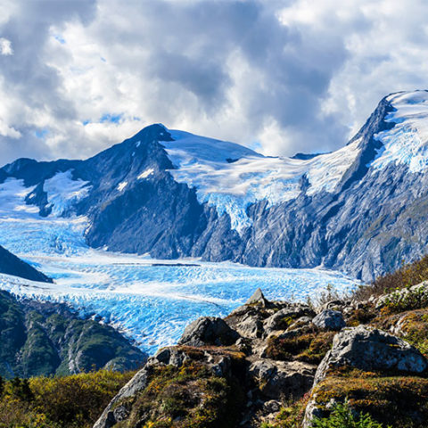 Portage Glacier from Portage Pass Trail in Whittier, Alaska.